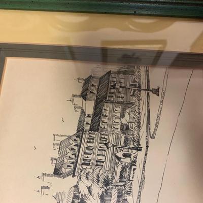 Framed Douglas Heald Watercolor Signed & Palmer Square Princeton NJ