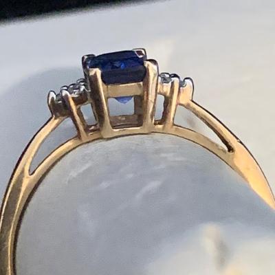 10K Gold Ring with Emerald Cut Sapphire (MB-HS)