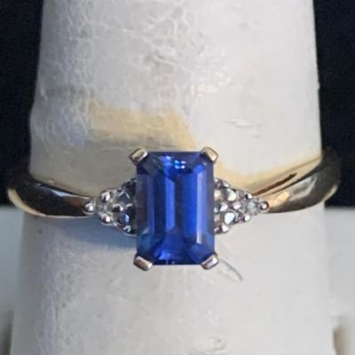 10K Gold Ring with Emerald Cut Sapphire (MB-HS)