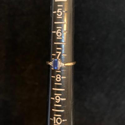 10K Gold Ring with Emerald Cut Sapphire (MB-HS)