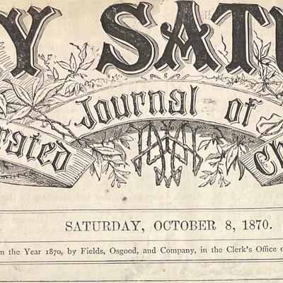 Post Civil War Newspaper 1870/ Every Saturday/ Journal of Choice reading