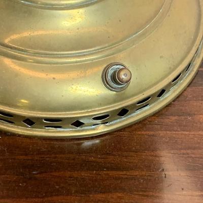 Vintage Electrified Brass Glass Shade Large Oil Lamp