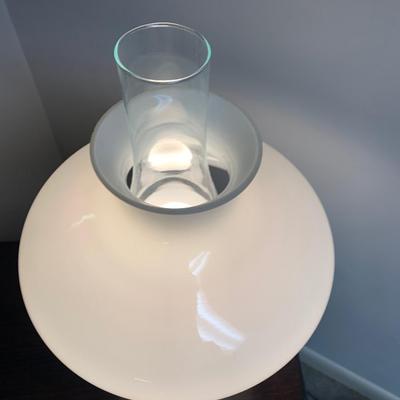 Vintage Electrified Brass Glass Shade Large Oil Lamp