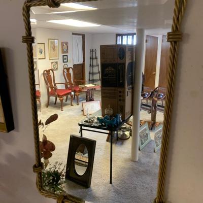 Vintage Heavy Brass Braided Mirror