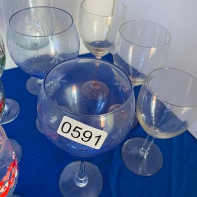 Wine Stemware Lot - Cool Multicolor Base MCM Set + Others