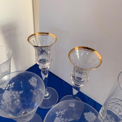Clear Etched Crystal Lot + Others