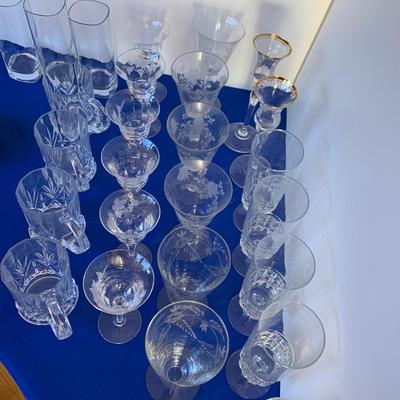 Clear Etched Crystal Lot + Others
