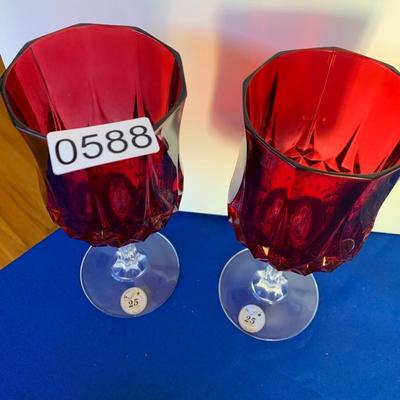 PAIR Beautiful Ruby Red Stemware
