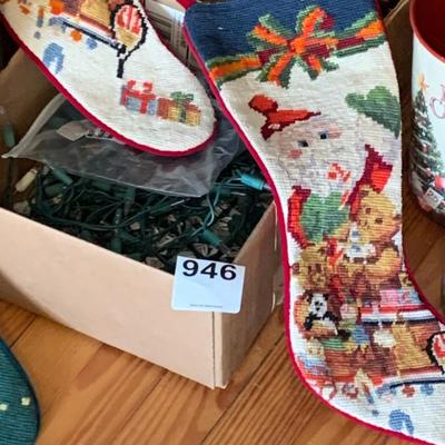Christmas Decor Lot 50â€ Tree, Stockings, more