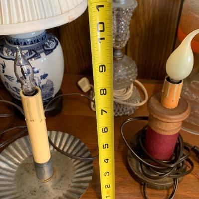 Vintage Lamps Lot - Oil Lamp, Wired Candle, Glass, Porcelain