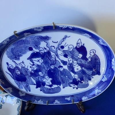Masonâ€™s Blue Heritage England China Platter Plates Lot