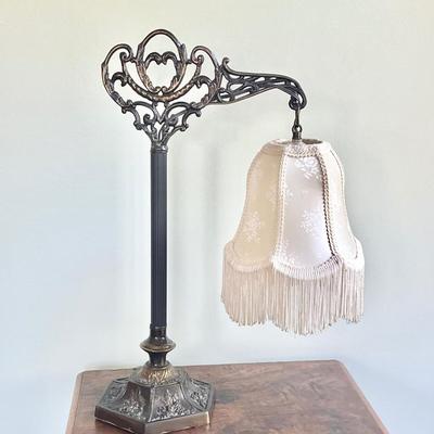 Brass Hanging Side table Lamp With Cream Shade