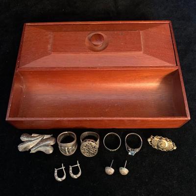 Wood Jewelry Box with Sterling Jewelry & More (MB-HS)