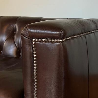 OLIVIA & QUINN ~ Tufted Nail Head Trimmed Leather Sofa