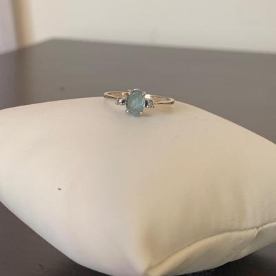 14K White Gold Ring with Light Blue Gemstone (MB-HS)