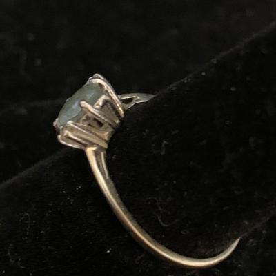 14K White Gold Ring with Light Blue Gemstone (MB-HS)