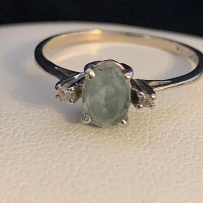 14K White Gold Ring with Light Blue Gemstone (MB-HS)