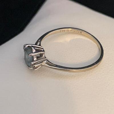 14K White Gold Ring with Light Blue Gemstone (MB-HS)