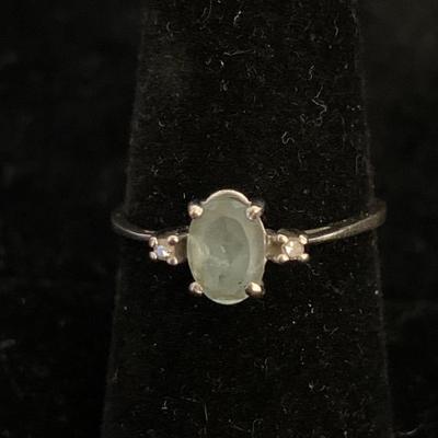 14K White Gold Ring with Light Blue Gemstone (MB-HS)