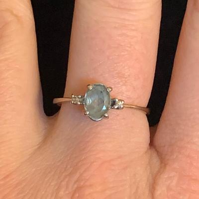 14K White Gold Ring with Light Blue Gemstone (MB-HS)