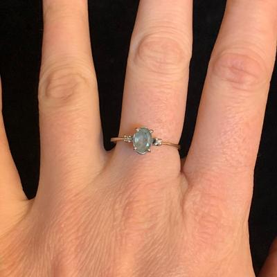 14K White Gold Ring with Light Blue Gemstone (MB-HS)