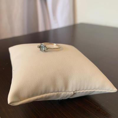 14K White Gold Ring with Light Blue Gemstone (MB-HS)