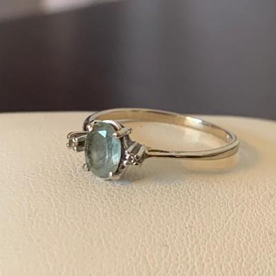 14K White Gold Ring with Light Blue Gemstone (MB-HS)