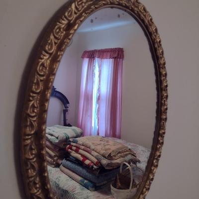 Composite Gold Framed Oval Wall Mirror