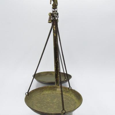 Vintage Brass Balance of Justice Scale Eagle on White Marble Base Japanese Made