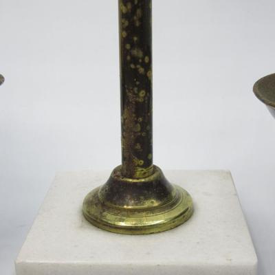 Vintage Brass Balance of Justice Scale Eagle on White Marble Base Japanese Made