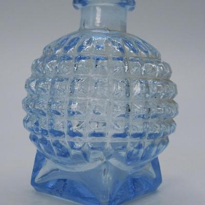 Small Retro Ice Blue Glass Hobnail Sphere Ingredient Trinket Vessel Bottle