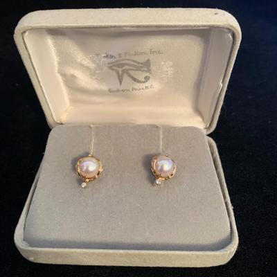 14K Gold Pearl Earrings & Necklace (MB-HS)