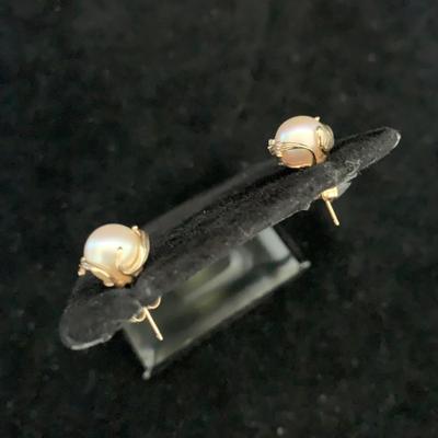 14K Gold Pearl Earrings & Necklace (MB-HS)