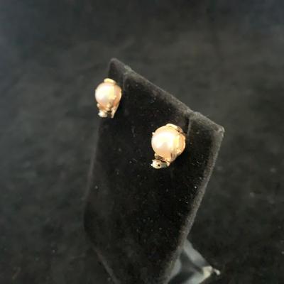 14K Gold Pearl Earrings & Necklace (MB-HS)