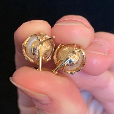 14K Gold Pearl Earrings & Necklace (MB-HS)