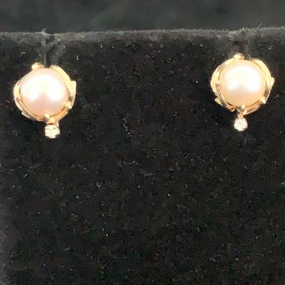 14K Gold Pearl Earrings & Necklace (MB-HS)