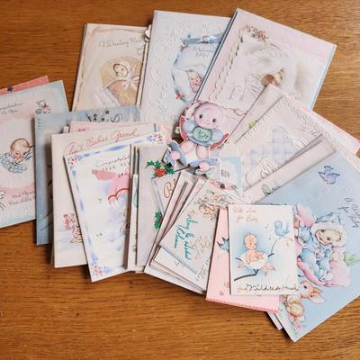 Bag of Vintage Baby Gifting Cards