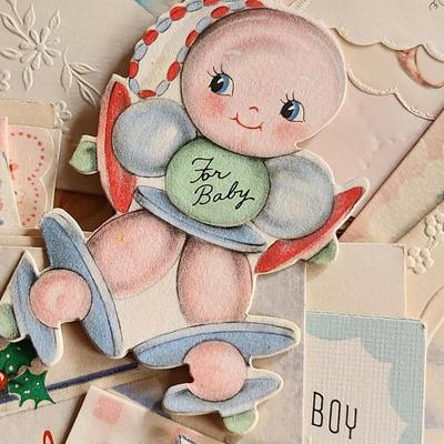 Bag of Vintage Baby Gifting Cards