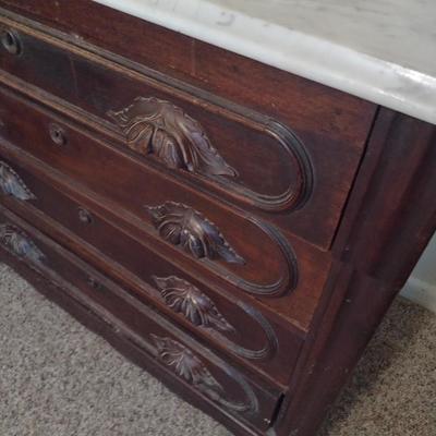 Vintage Mahogany Marble Top Four Drawer Dresser