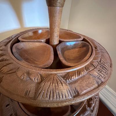 vintage monkey pod lazy susan