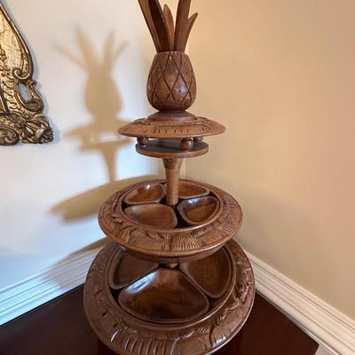 vintage monkey pod lazy susan