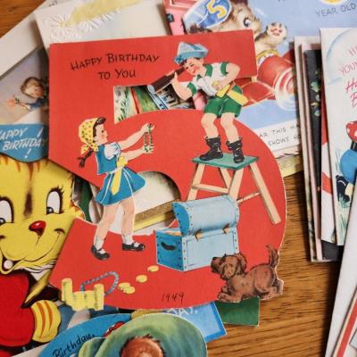 Bag of Vintage Birthday Cards