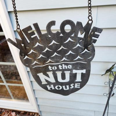 Patio Decor Welcome to Nut House , Cast Metal Fire Company , Butterfly