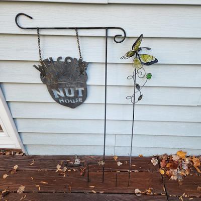 Patio Decor Welcome to Nut House , Cast Metal Fire Company , Butterfly