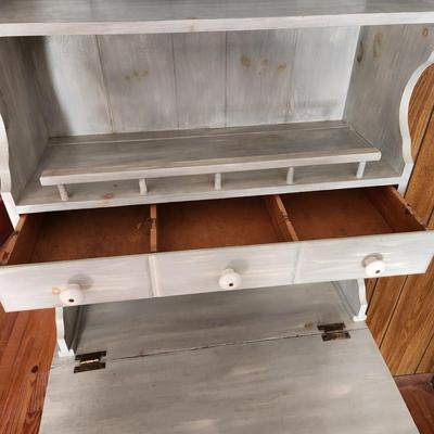 Shabby Chic French Country Flip Top Desk w Hutch & Chair Solid Wood