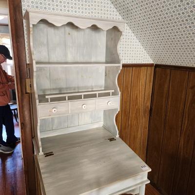 Shabby Chic French Country Flip Top Desk w Hutch & Chair Solid Wood