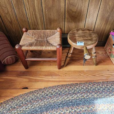 Woven Stool & Wooden Milking Stool
