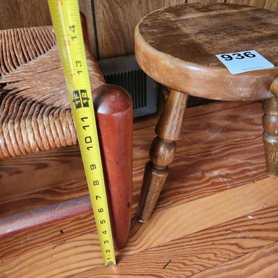 Woven Stool & Wooden Milking Stool