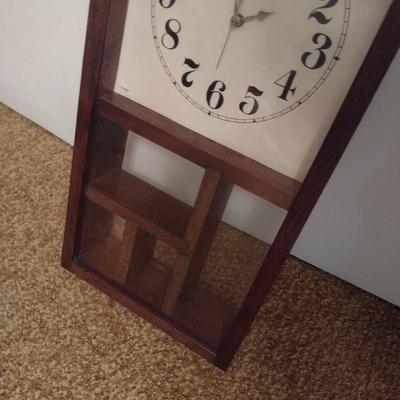Hand Crafted Wood Framed Display Shelf Wall Clock Battery Operated
