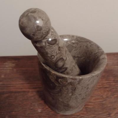 Carved Marble Mortar and Pestle